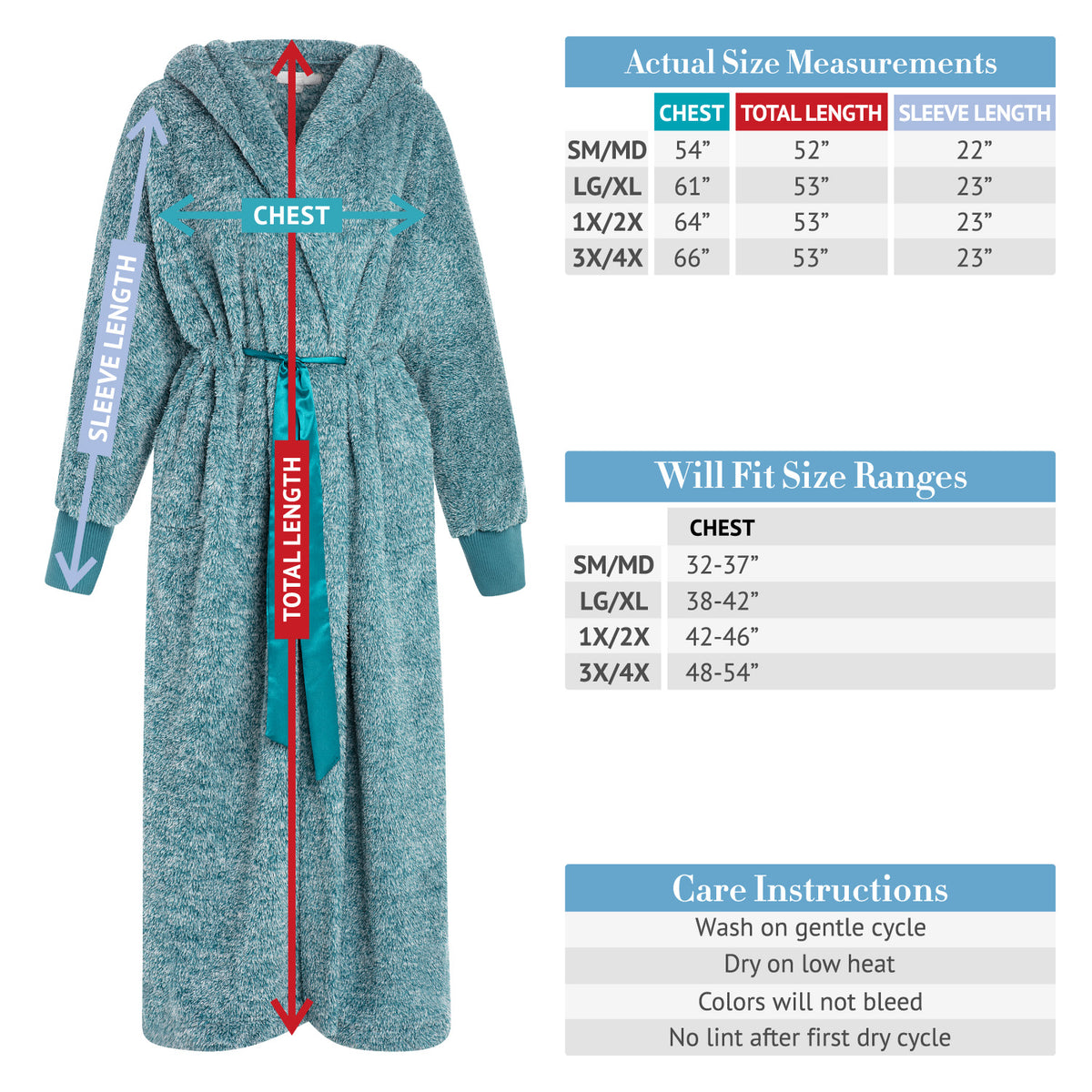 Women's Black with Elastic Waist Plush Fleece Hooded Robe, Shaggy Feather Long Bathrobe