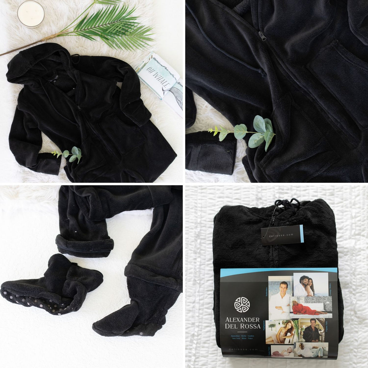 Women's Santa Hooded Footed Pajamas, Plush Adult Onesie, Winter PJs with Hood