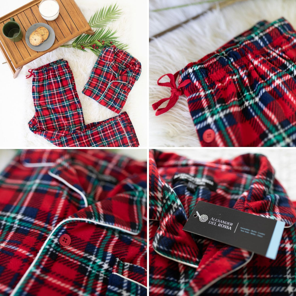 Men's Black Plush Fleece Pajamas Set, Button Down PJs for Winter