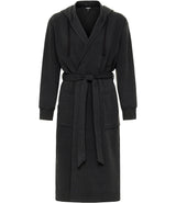 Men's Dark Heathered Gray Classic Hooded Sweatshirt Robe, Winter Bathrobe - Dark Heathered Gray - front view