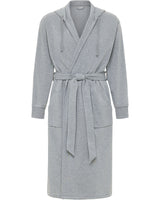 Men's Light Heathered Gray Classic Hooded Sweatshirt Robe, Winter Bathrobe - Light Heathered Gray - front view