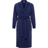 Men's Midnight Blue Classic Hooded Sweatshirt Robe, Winter Bathrobe - Midnight Blue - front view