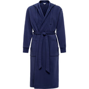 Men's Midnight Blue Classic Hooded Sweatshirt Robe, Winter Bathrobe