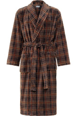 Men's Espresso Plaid Classic Winter Robe, Plush Fleece Bathrobe