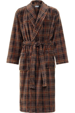 Men's Espresso Plaid Classic Winter Robe, Plush Fleece Bathrobe