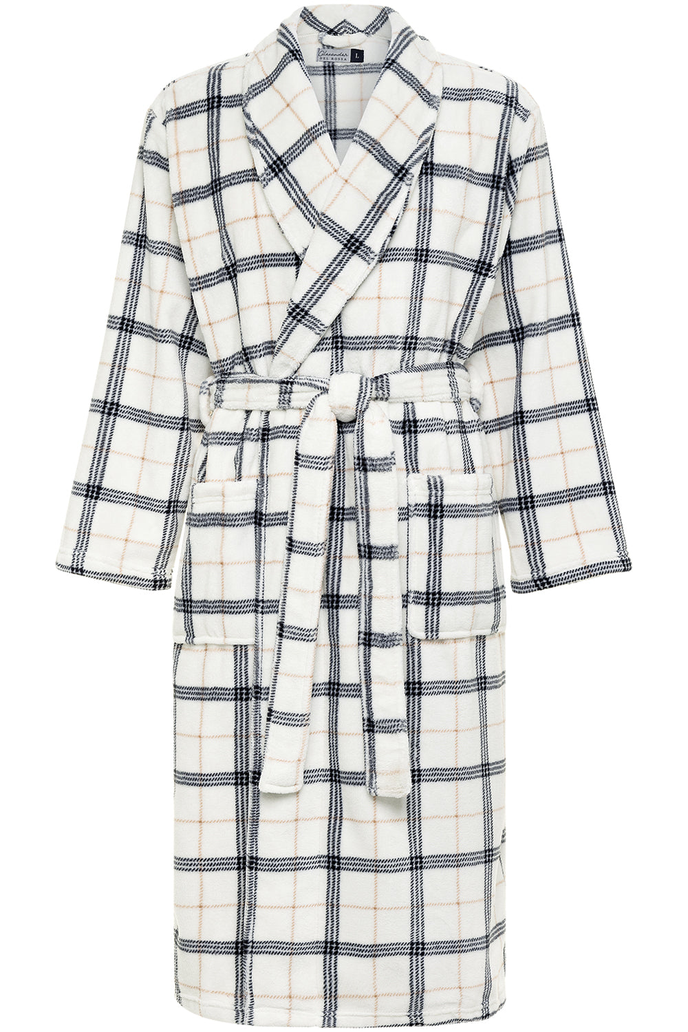 Men's Classic Neutral Plaid Classic Winter Robe, Plush Fleece Bathrobe