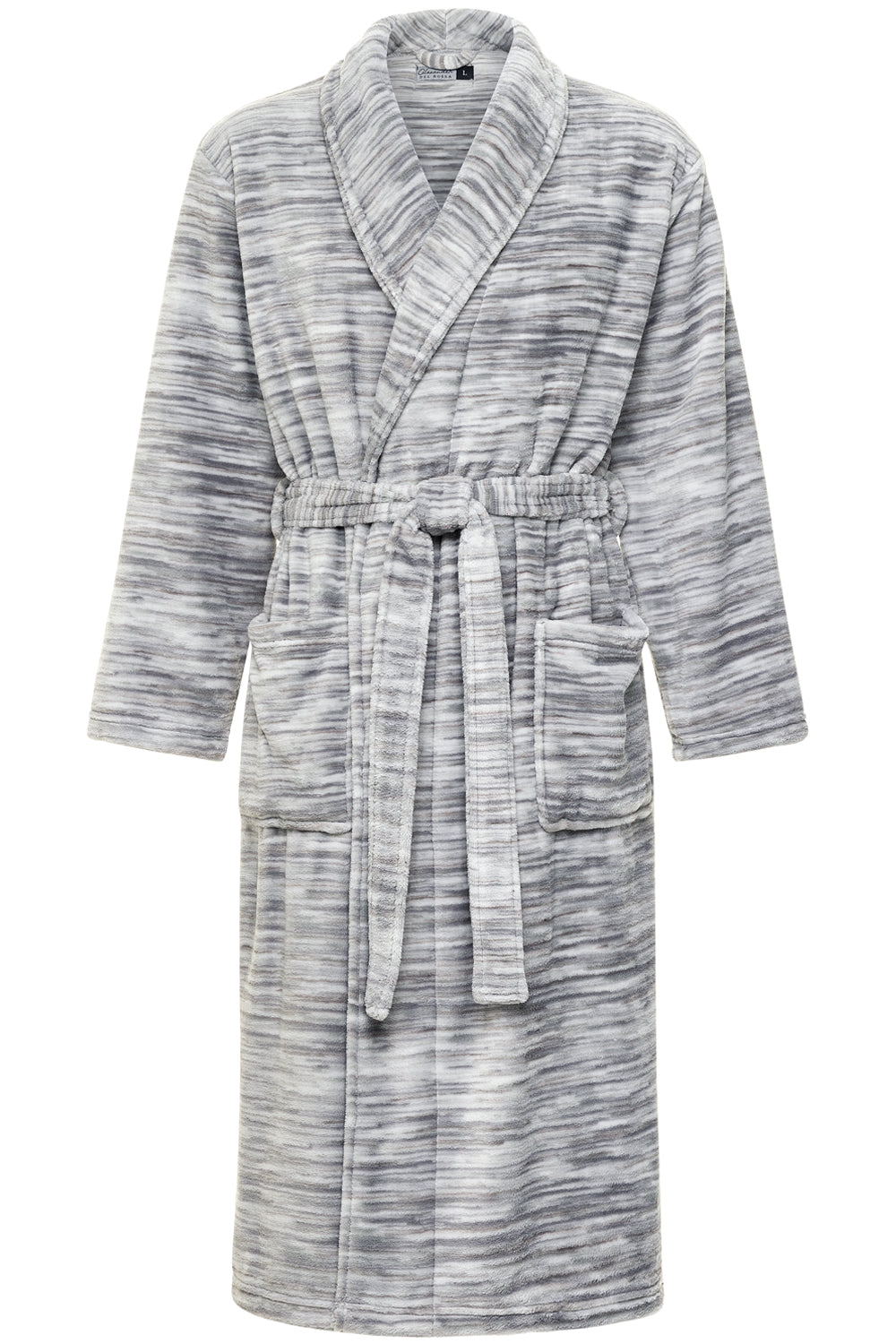 Men's Light Heathered Gray Classic Winter Robe, Plush Fleece Bathrobe