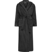 Graphite Gray Plush Fleece Robe for Women, Long Hooded Bathrobe with Hood, Plus Size