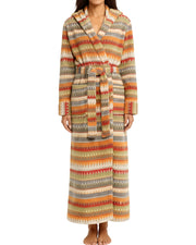 Aztec Inpsired Sunrise Plush Fleece Robe for Women, Long Hooded Bathrobe with Hood, Plus Size