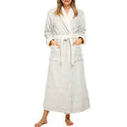 Serene Arabesque Plush Striped Robe for Women, Long Fleece Plaid Winter Bath Robe, Plus Size