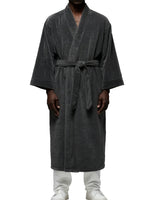 Mens Graphite Gray Kimono Robe, Japanese Robe for Men