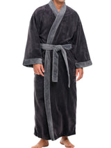 Mens Gray on Gray Kimono Robe, Japanese Robe for Men