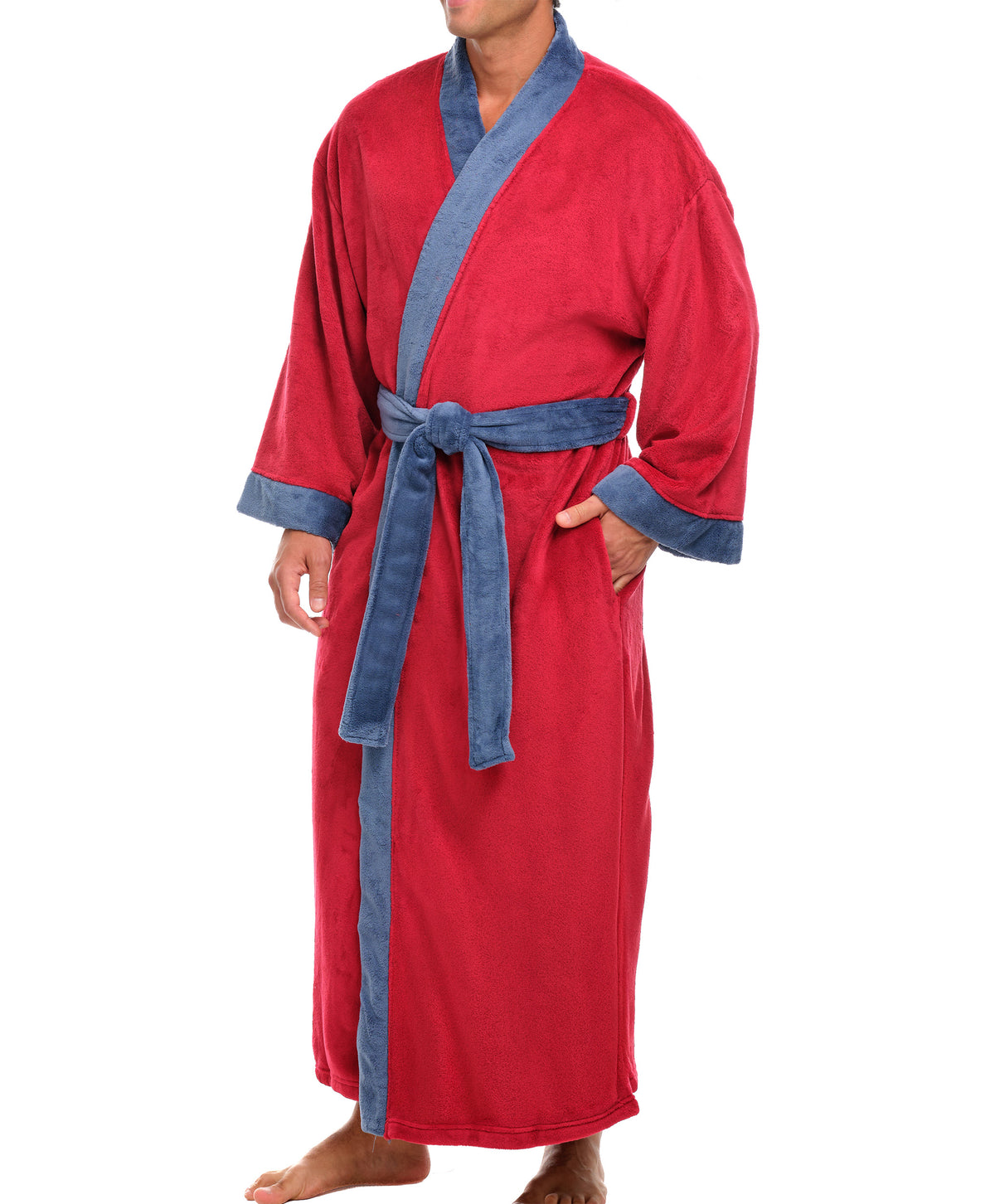 Mens Muted Burgundy Kimono Robe, Japanese Robe for Men