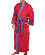 Mens Muted Burgundy Kimono Robe, Japanese Robe for Men