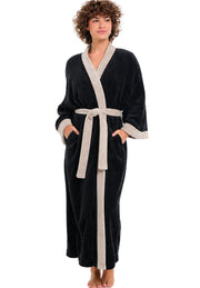 Womens Black with Sandstone Kimono Robe, Robe for Women