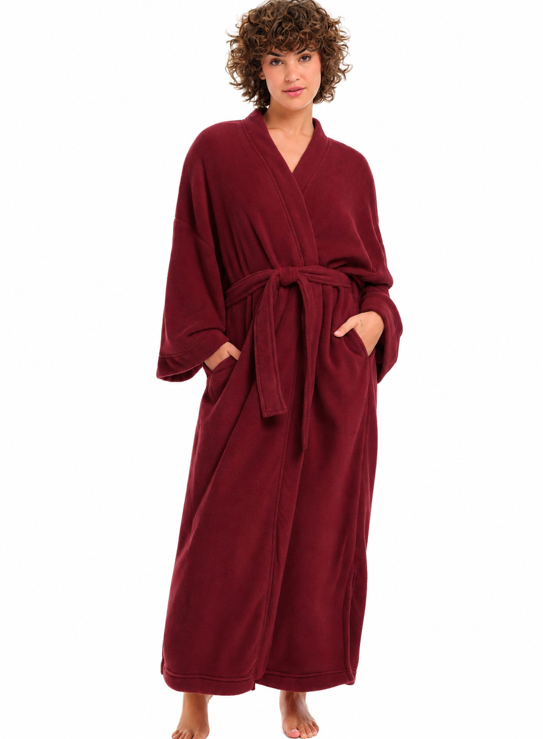 Womens Muted Burgundy Kimono Robe, Robe for Women