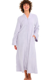 Womens Muted Lavender Zip Up Kimono Robe, Japanese Robe for Women