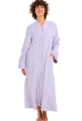 Womens Muted Mauve Zip Up Kimono Robe, Japanese Robe for Women