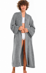 Womens Steel Gray Zip Up Kimono Robe, Japanese Robe for Women