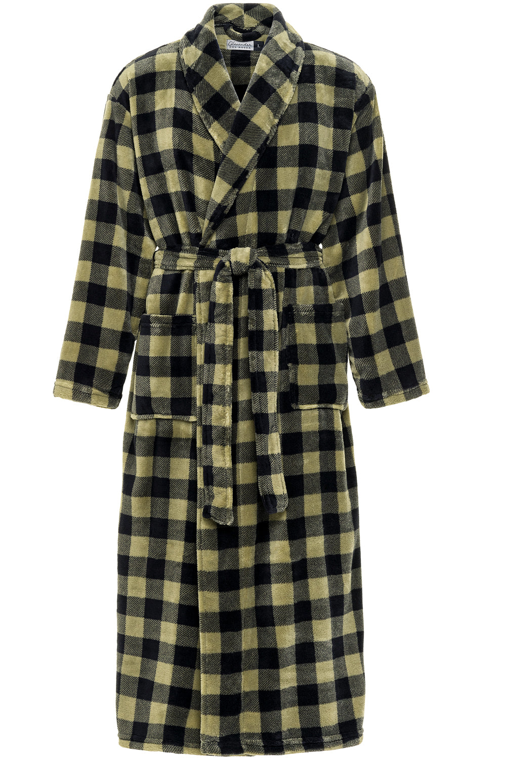 Men's Military Buffalo Check Ultra Plush Fleece Robe, Big and Tall Winter Bathrobe