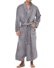 Men's Steel Gray Ultra Plush Fleece Robe, Big and Tall Winter Bathrobe