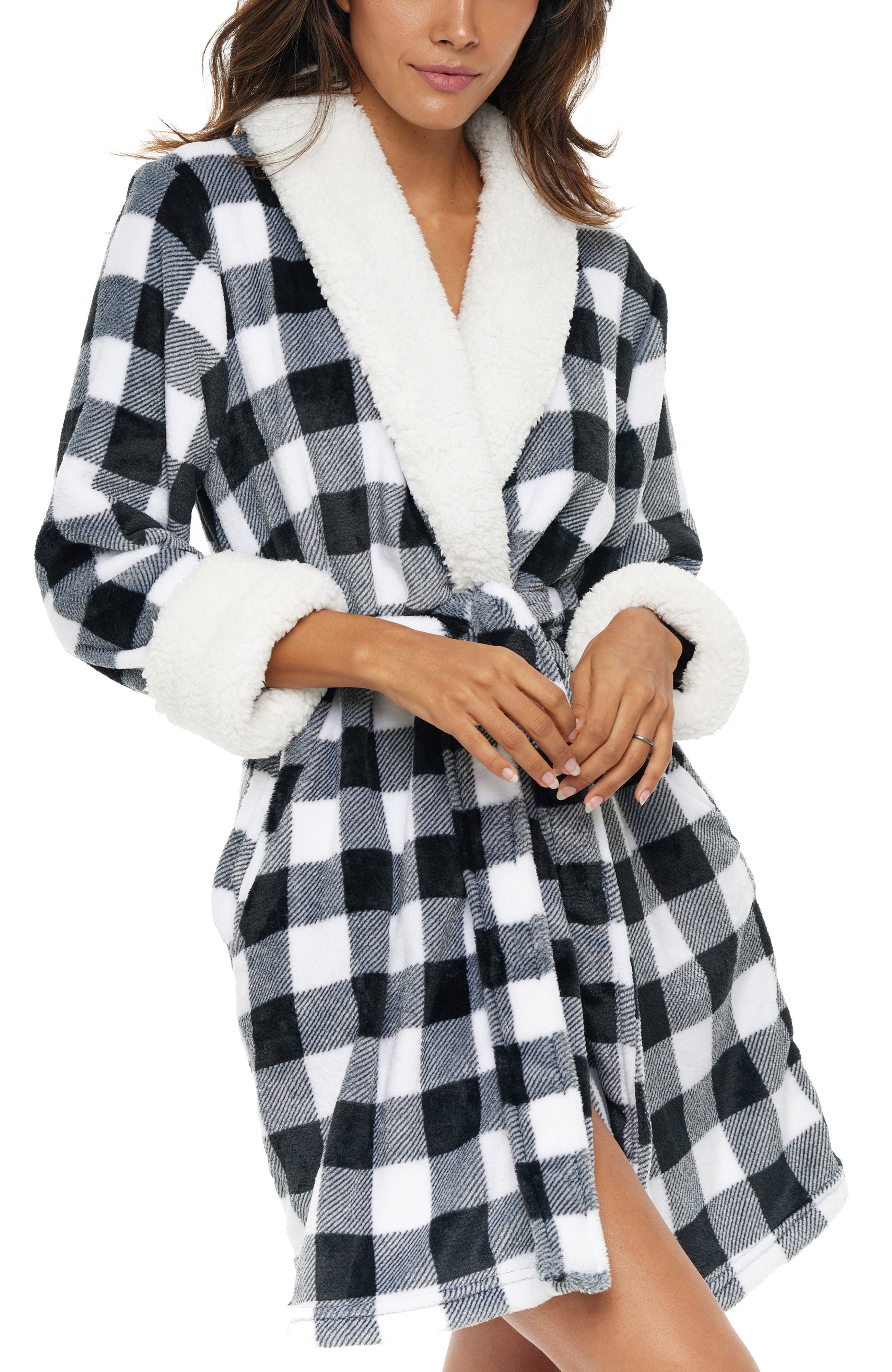 Toggle For Robe ADR Women's Short Robe, Classic Cozy Plush Robe Woman, Short Fleece ...