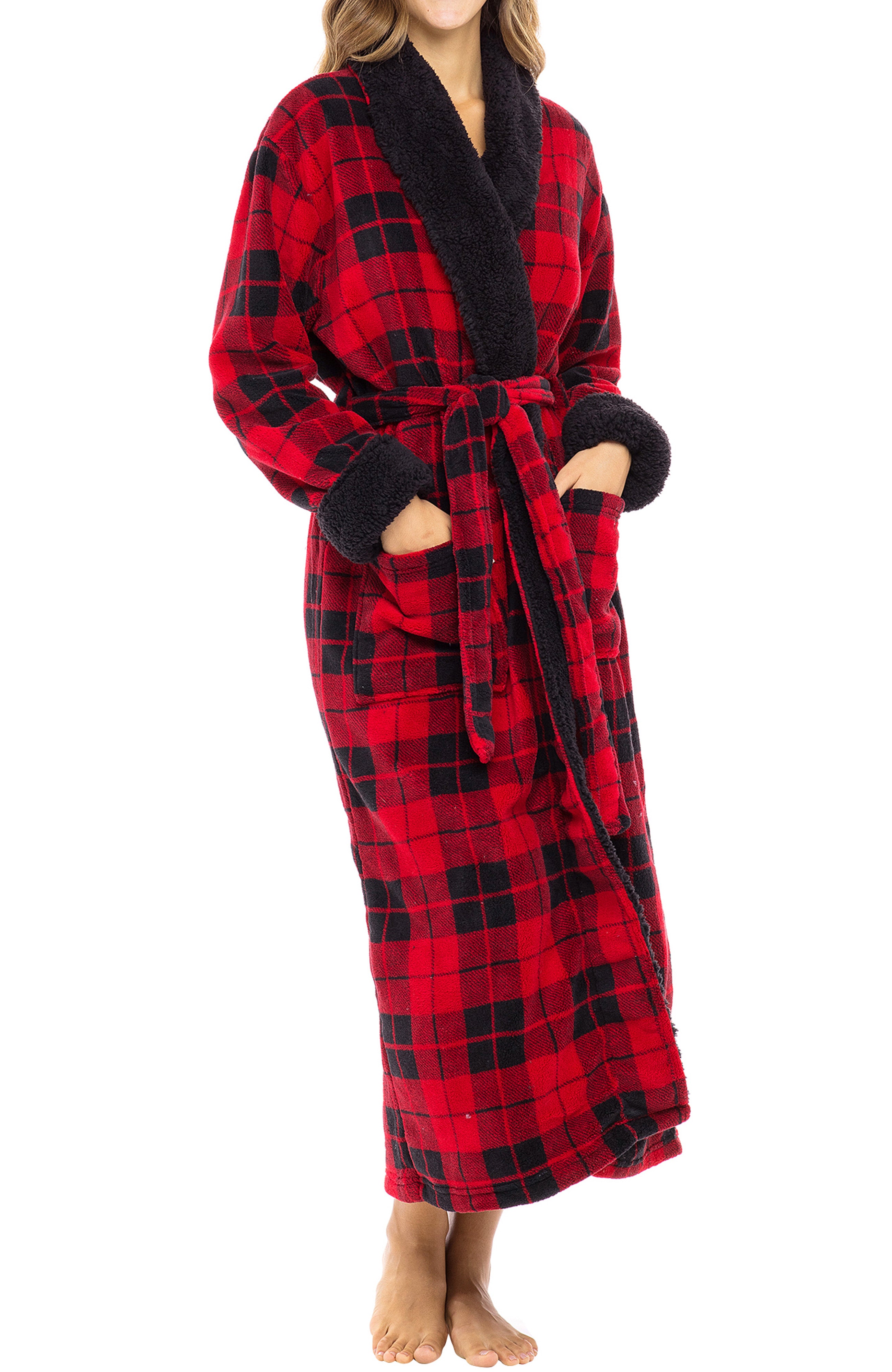 red fleece dressing gown ladies Womens Hooded Fleece Dressing Gown Fluffy / 1Onesie Jumpsuit Lounge Bathrobe Hot