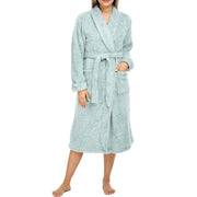 Women's Light Mint Plush Fleece Robe, Shaggy Feather Bathrobe