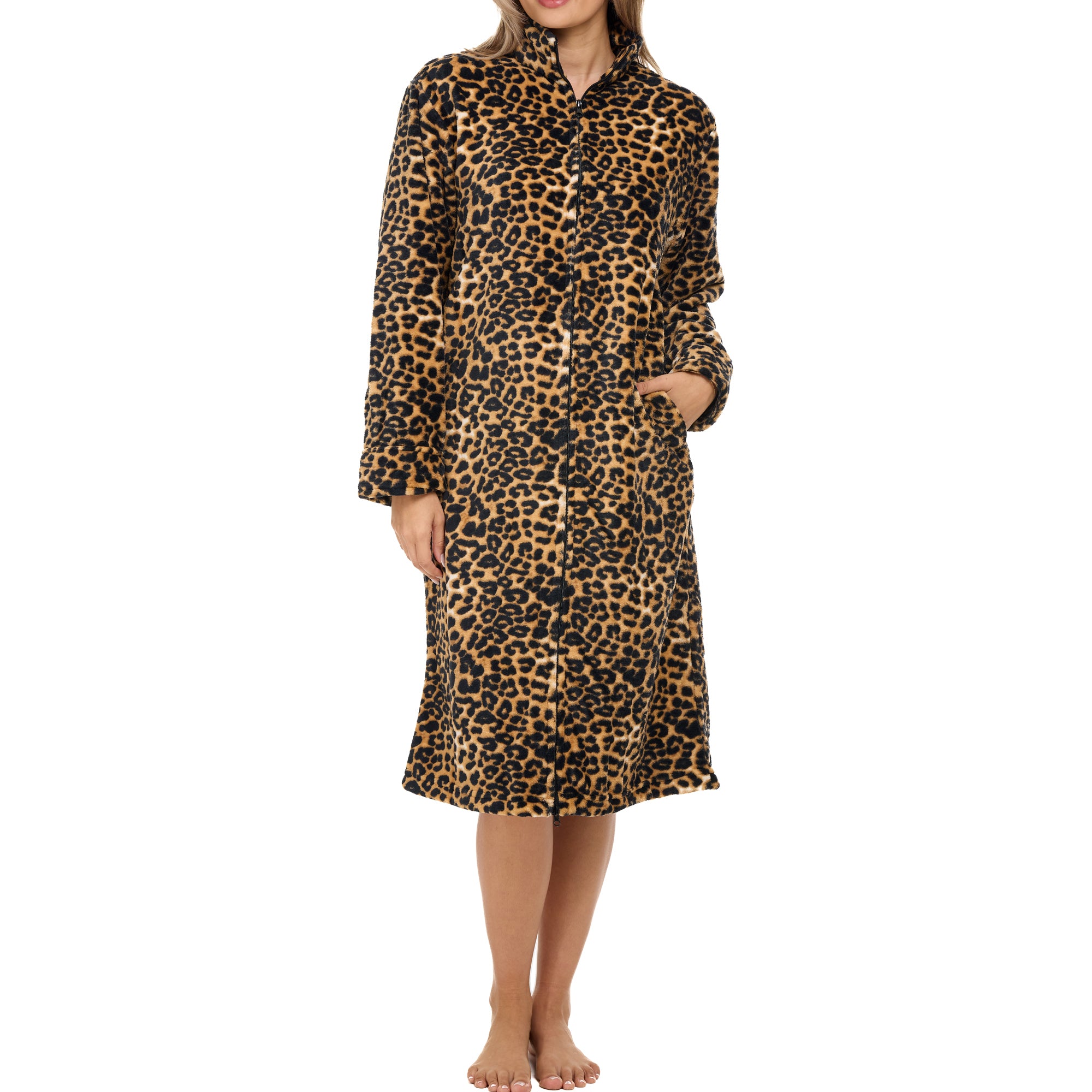 アイドル BIGBANG ROBE ADR Women's Zip Up Plush Long Robe, Oversized Knee Length Bathrobe