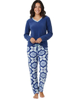 Women's Moroccan Dream Soft Warm Fleece Pajamas Plush Lounge Set, Long V Neck Top and Pants, PJ
