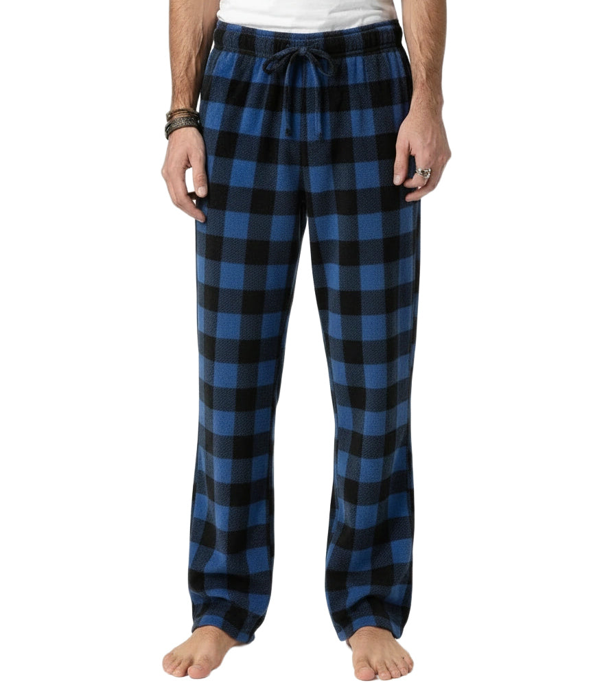 ADR Men's Soft Plush Fleece Pajama Pants, Warm Long Lounge Bottoms