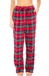 Women's Stewart Tartan Plaid Soft Warm Fleece Pajama Pants, Long Lounge Bottoms