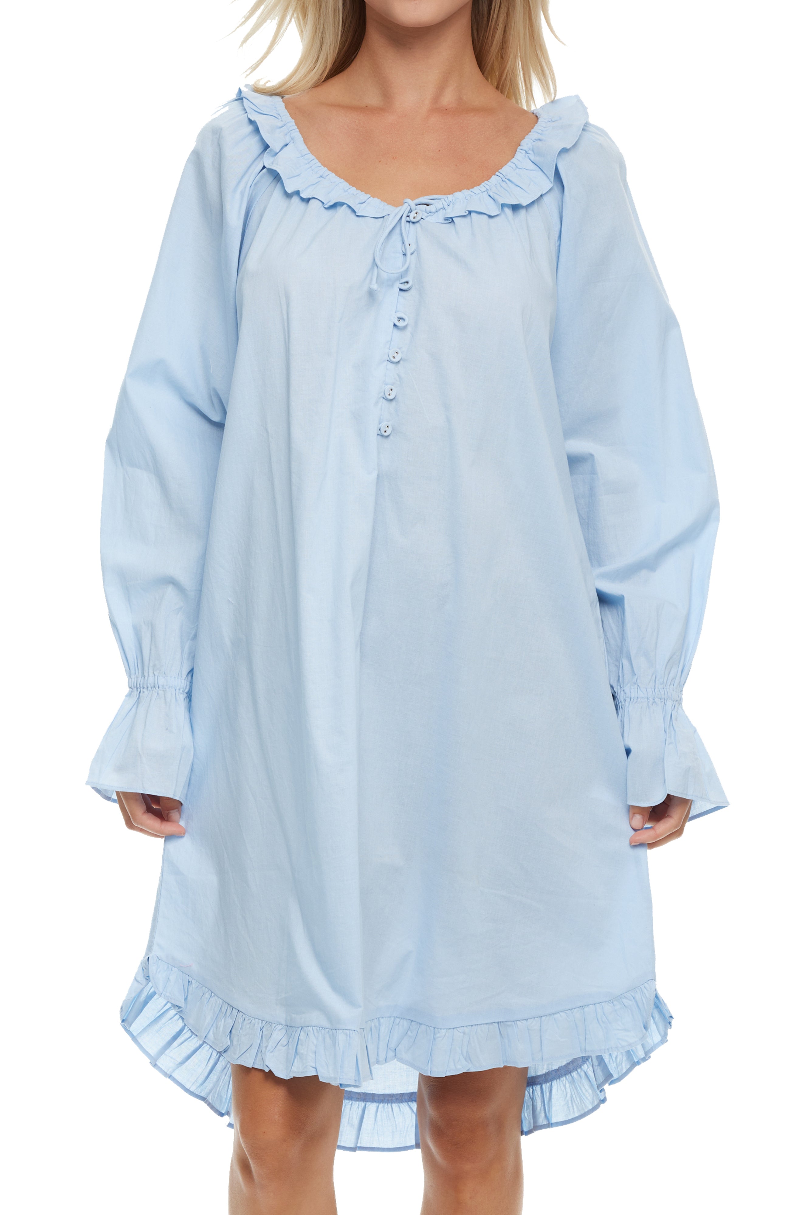 Women's Cotton Victorian Nightgown, Long Sleeve Ruffled Poet's Sleep Shirt Vintage Night Dress Gown Women's Cotton Victorian Nightgown, Long Sleeve Ruffled Poet's Sleep Shirt Vintage Night Dress Gown