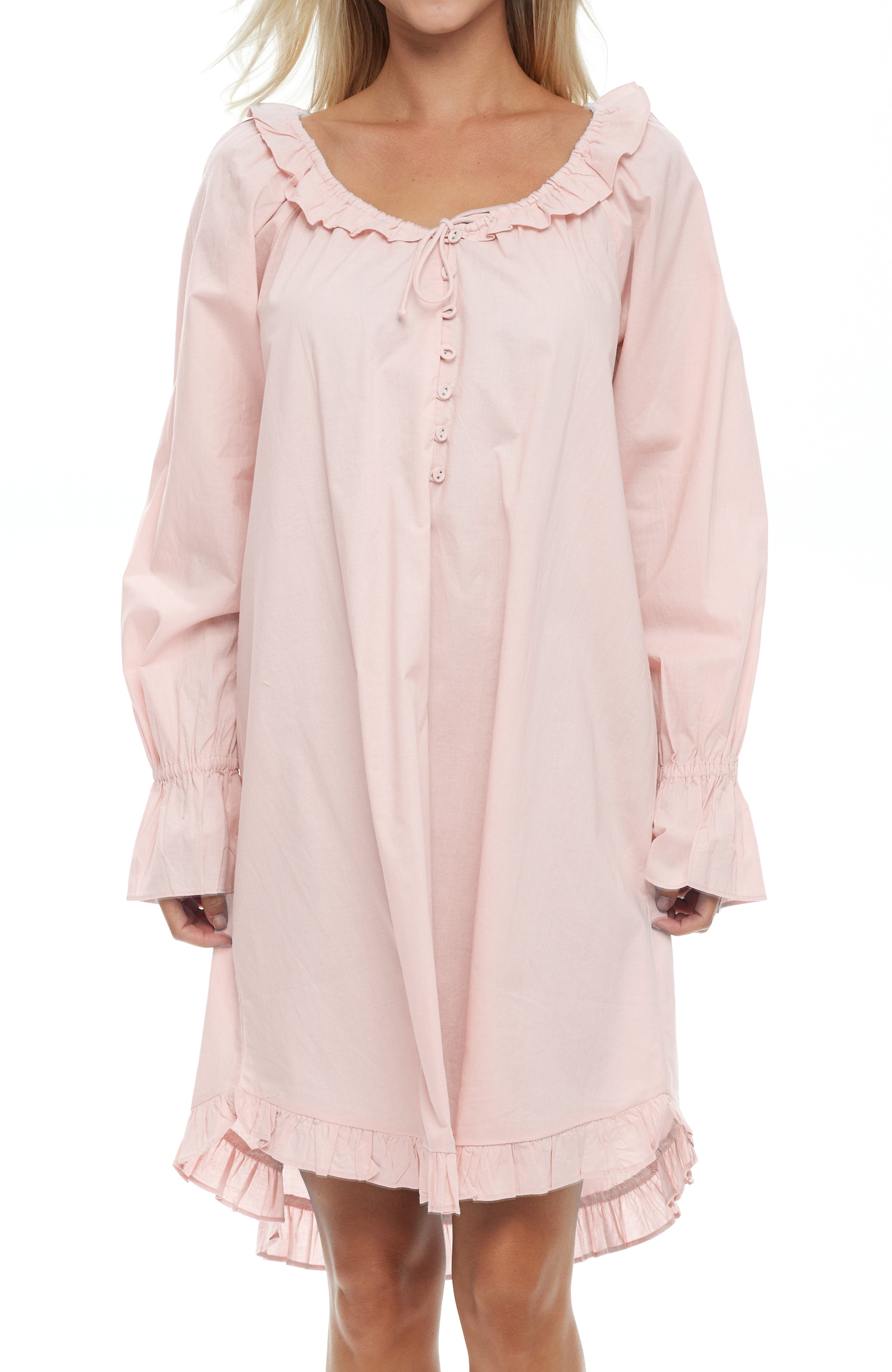 Women's Cotton Victorian Nightgown, Long Sleeve Ruffled Poet's Sleep Shirt Vintage Night Dress Gown Women's Cotton Victorian Nightgown, Long Sleeve Ruffled Poet's Sleep Shirt Vintage Night Dress Gown