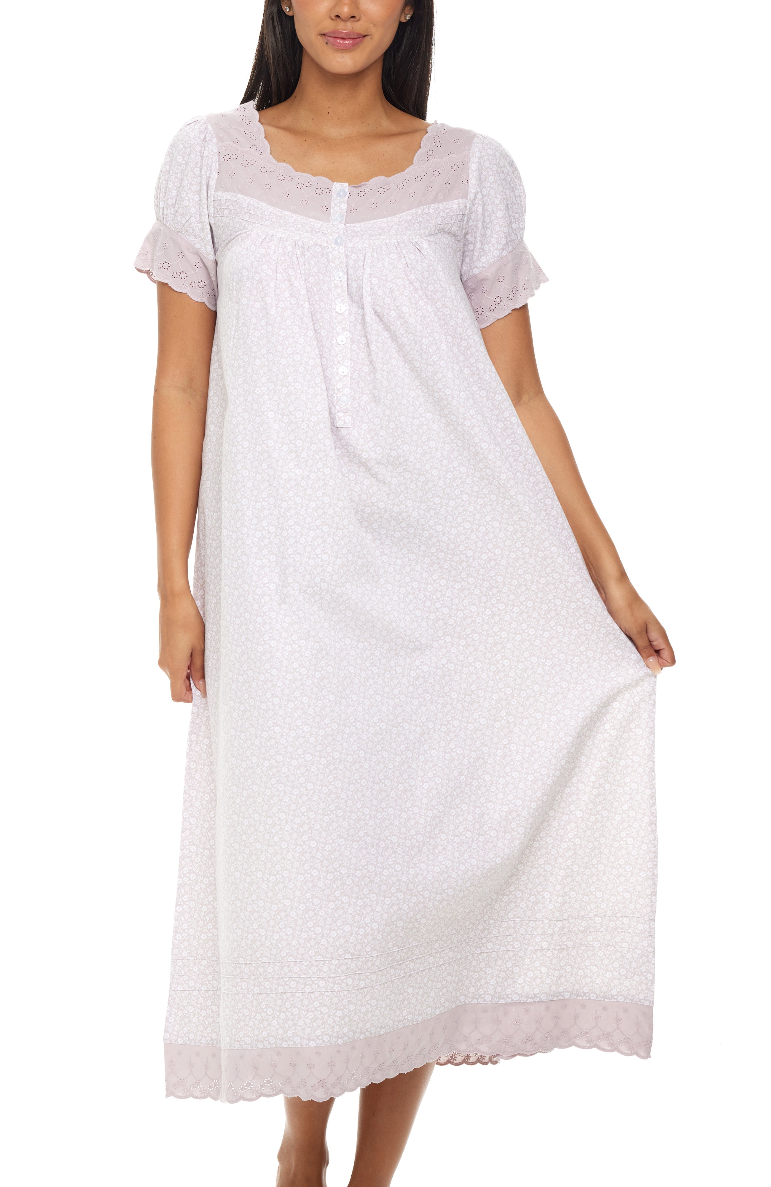 cotton night dress for women short Margaret Lawton's Short Cotton Ruffled Nightgown