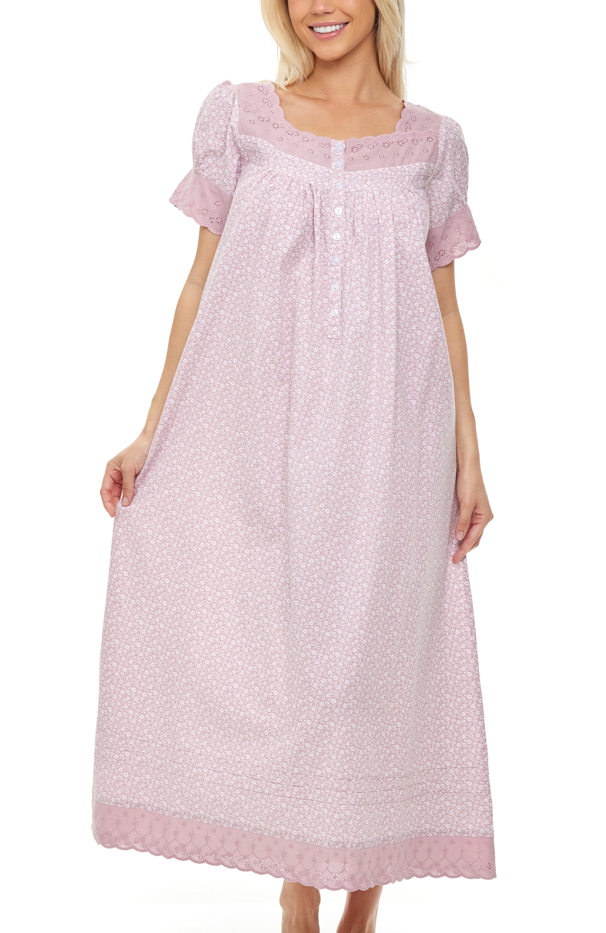 Donna Karan Pima Cotton Long Nightgown in White Donna Karan Pima Cotton Long Nightgown in White