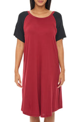 Burgundy /black Maternity Breastfeeding Nightshirt, Nightgown with Zipper for Nursing, Sleep Shirt Pajama Top
