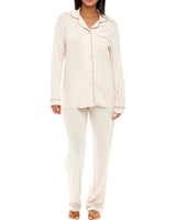Seashell Classic Cotton Knit Pajamas Set with Pockets, Lightweight Long Sleeve PJ Set