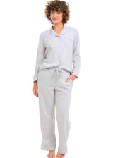 Womens Light Heathered Gray Long Sleeve Knit Pajamas