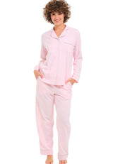 Womens Light Heathered Pink Long Sleeve Knit Pajamas