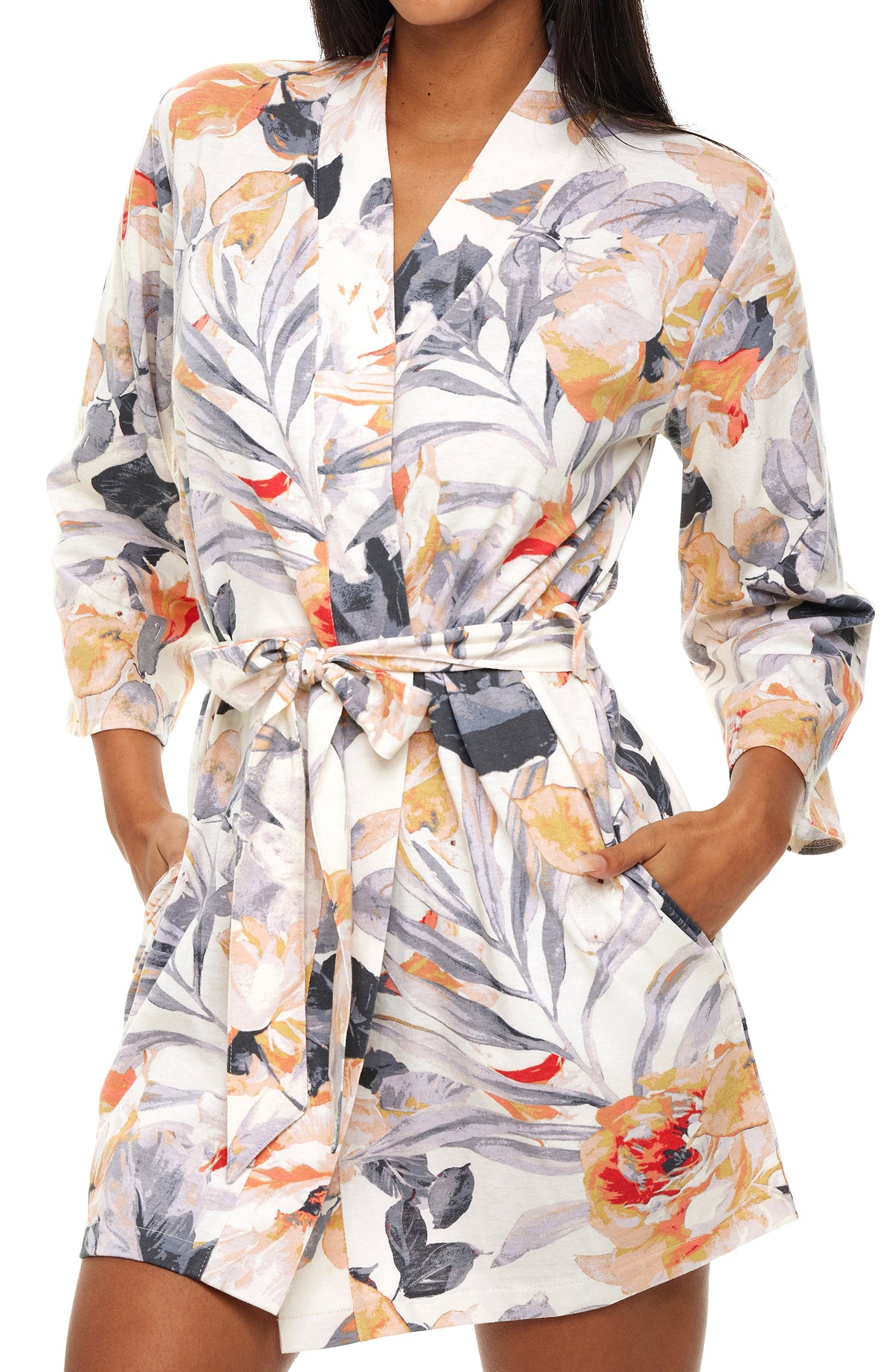 Womens Tropical Knit Robe with Pockets