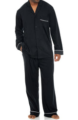 Mens Black - 5 ft 5 in & Taller Classic Knit Pajamas Set