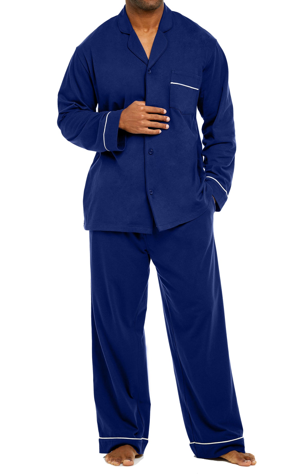 Mens Midnight Blue - 5 ft 5 in & Taller Classic Knit Pajamas Set