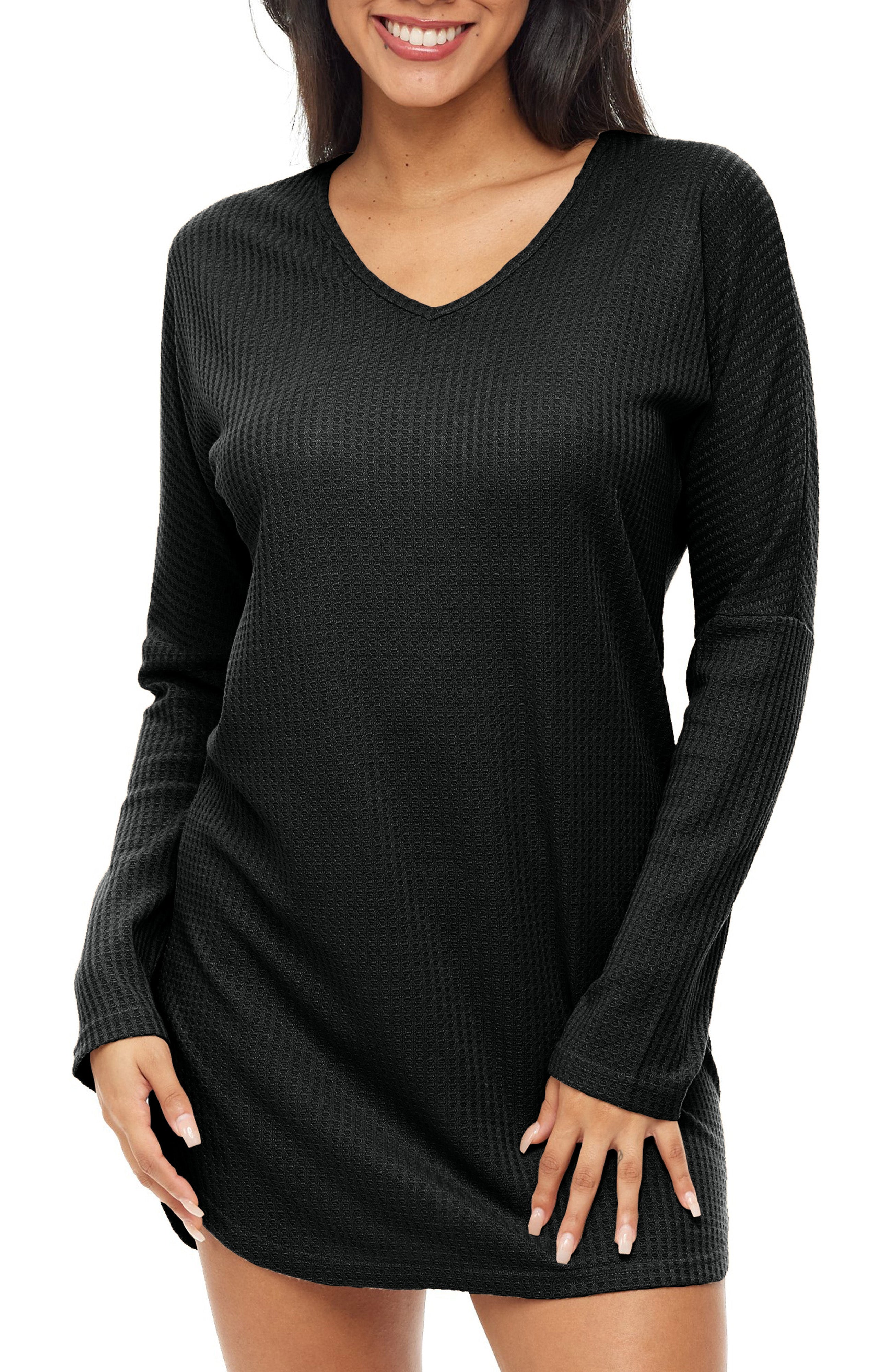 Amazon Black Long Sleeve Shirts Women GUBERRY Fall Deep V Neck Top