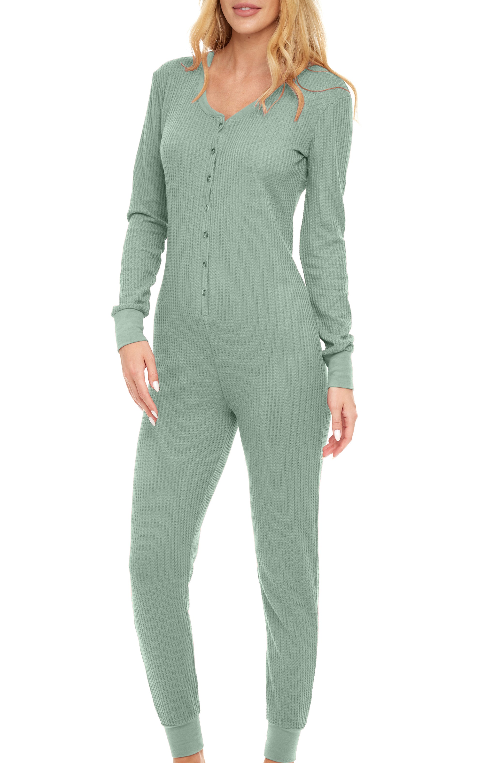 HOT Pajamas Womens Waffle Knit Onesie Women's Waffle Knit