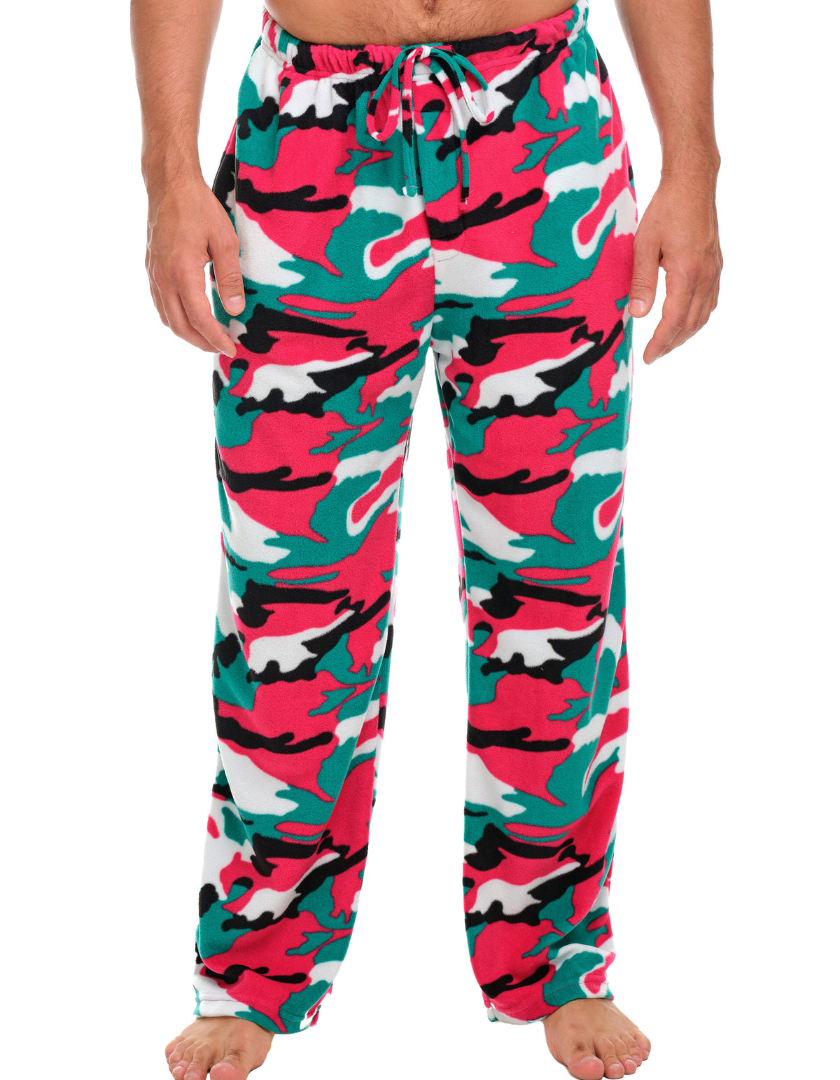 Men's Christmas Camouflage Soft Polar Fleece Pajama Pants, Sweatpants, Pj Bottoms
