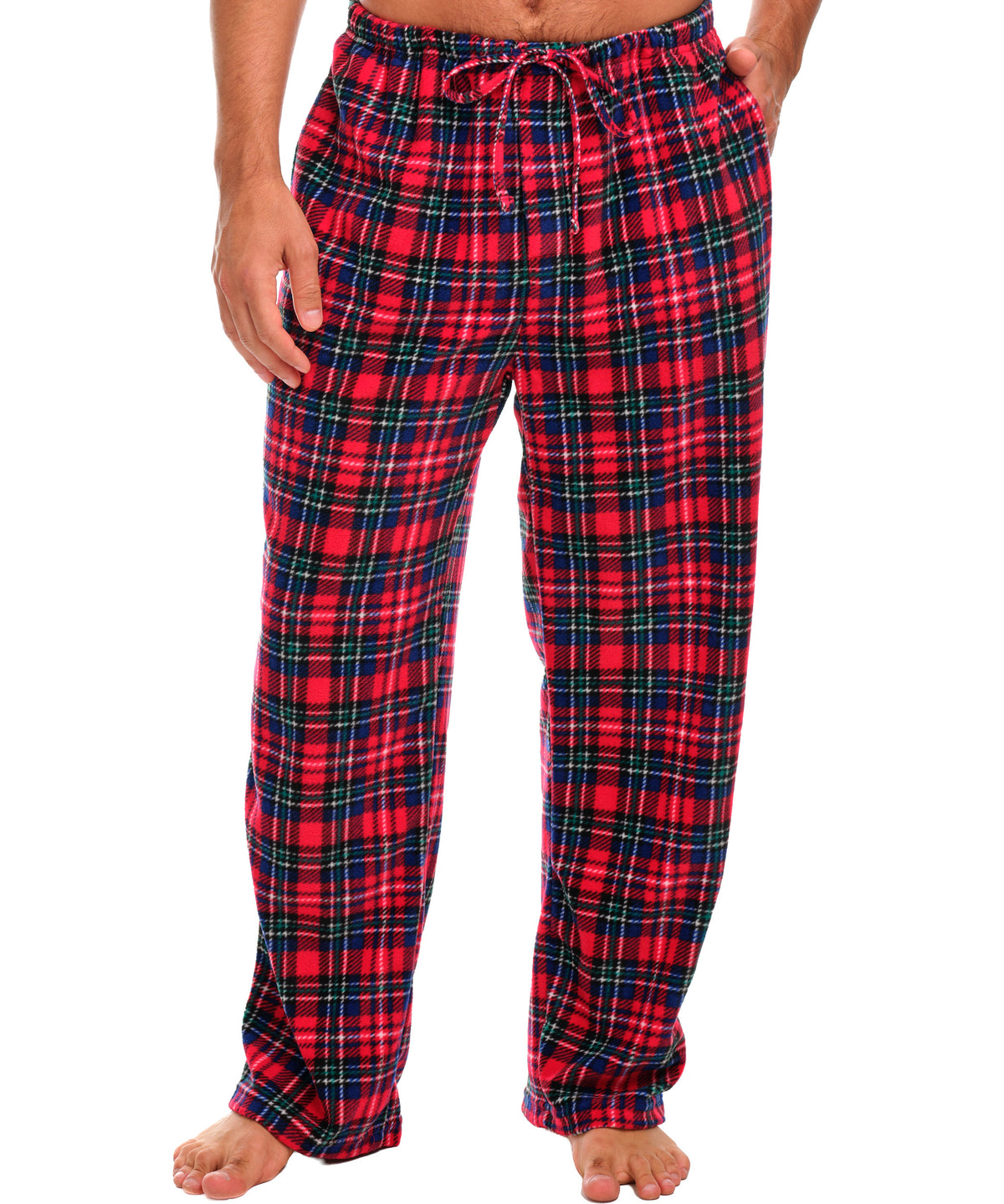 Men's Christmas Plaid Soft Polar Fleece Pajama Pants, Sweatpants, Pj Bottoms