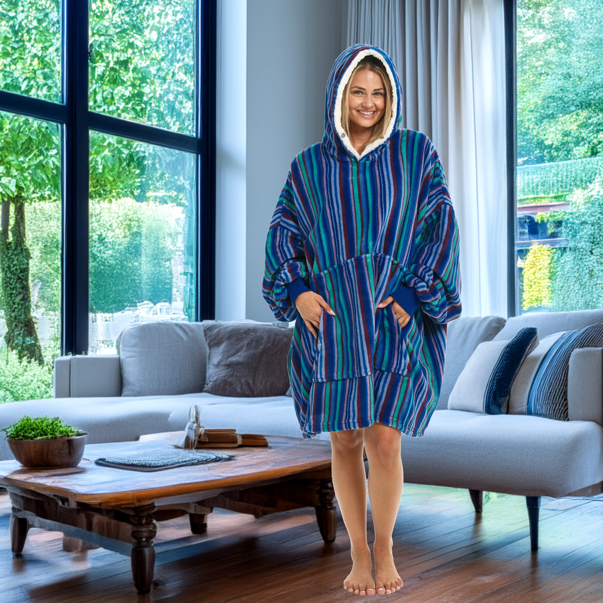 ADR Adult Wearable Blanket, Sweater Hoodie, Blanket with Sleeves
