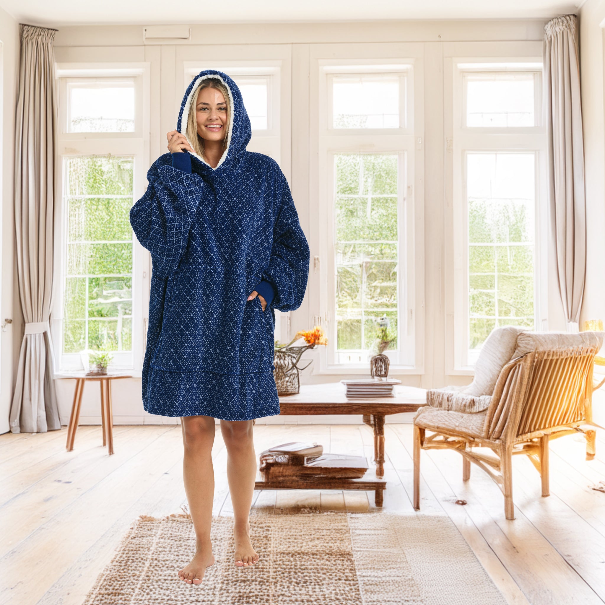 ADR Adult Wearable Blanket, Sweater Hoodie, Blanket with Sleeves