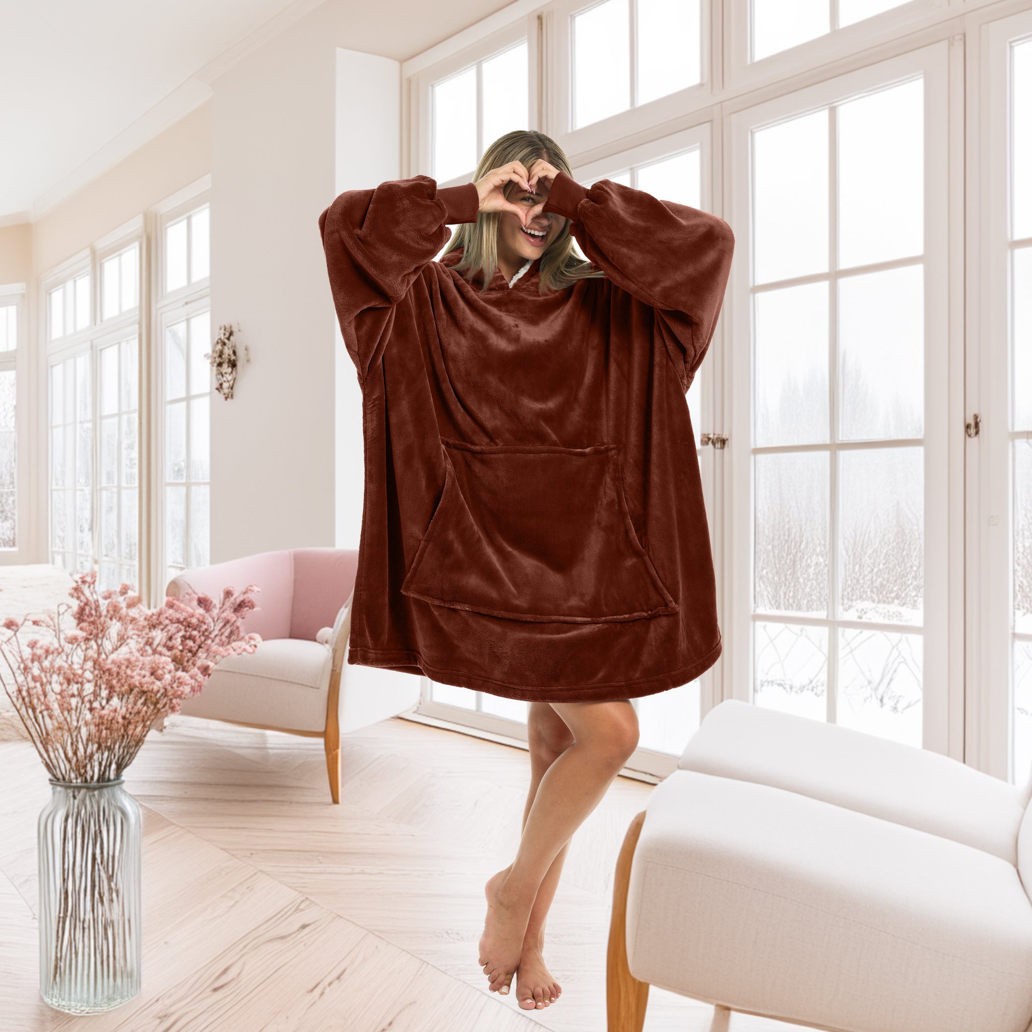ADR Adult Wearable Blanket, Sweater Hoodie, Blanket with Sleeves